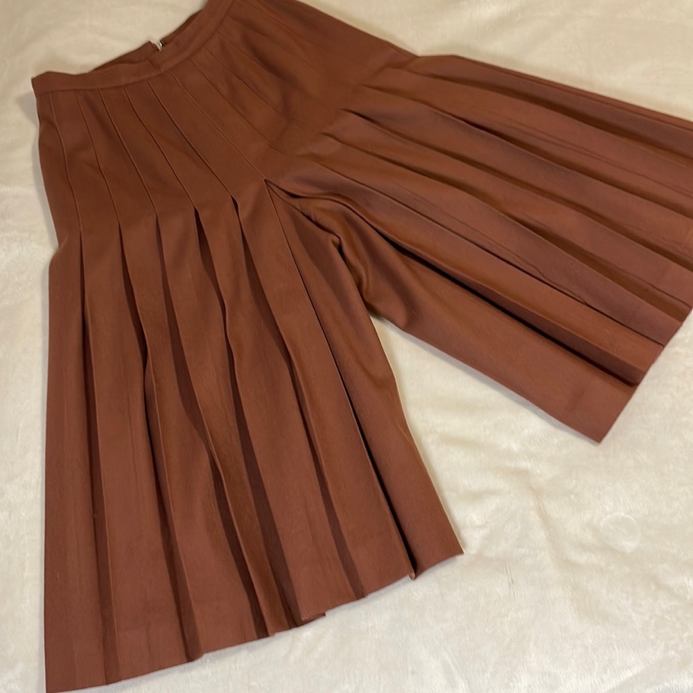 Vintage Italian Pleated Wool Palazzo Pants Split Skirt XS